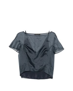 Max Mara Boat Neck Short Kimono Sleeve Silk Top With Matching Camisole - Blue