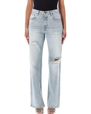 Haikure High-Rise Distressed Straight-Leg Jeans - Blue