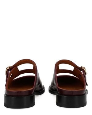 Marni Leather Slingback Block Heel Pumps - Brown