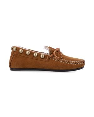 Isabel Marant Fitza Shearling Suede Loafers - Brown