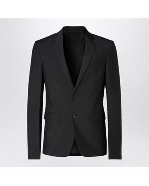 Fendi Fitted Kid Mohair Mini Blazer With Embroidered Cuff Detail - Black