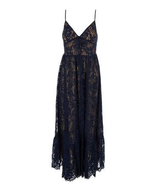 MICHAEL Michael Kors Long V-Neck Lace Dress - Blue
