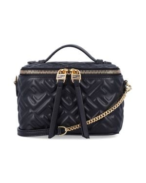 Fendi Lamb Leather-Trim Shoulder Bag For - Blue