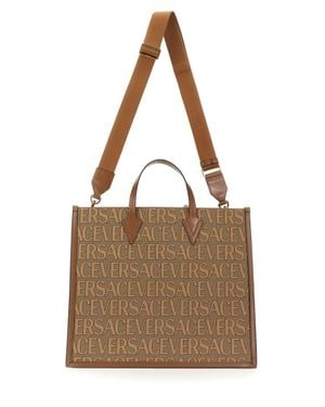 Versace 2Way Shoulder Tote Bag Cotton Polyester New - Brown