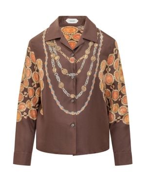 Versace Stylish Shirt With Unique Artwork - Brown