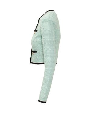Self-Portrait Pointelle Knit Cardigan - Green
