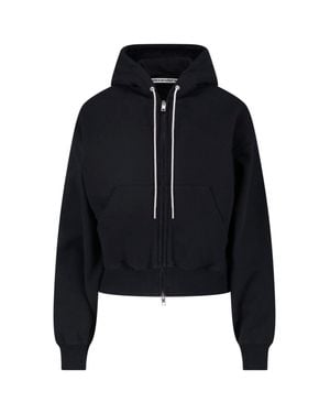 Alexander Wang Cropped Zip-Up Hoodie - Black