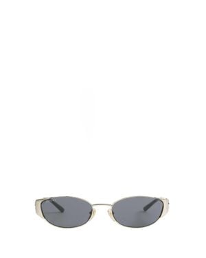 Gucci Metal Frame Sunglasses With Interlocking G Cut-Out Detail - White