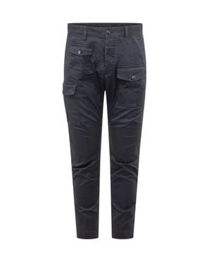 DSquared² Cargo Pants With Pockets And Buttons - Blue