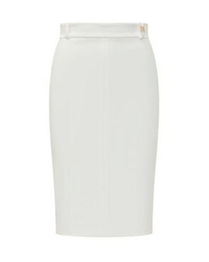 Elisabetta Franchi Chic Midi Tube Skirt - White