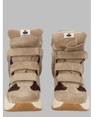 Isabel Marant High-Top Suede Wide Strap Sneakers - Natural