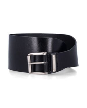Paloma Wool Wide Leather Belt With Buckle - Black