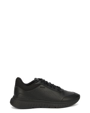 BOSS Titanis Modern Calfskin Sneaker With Stretch Fit - Black