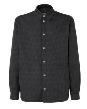 Fendi Lined Jacquard Nylon Blouson Jacket With Snap-Button Closure - Black