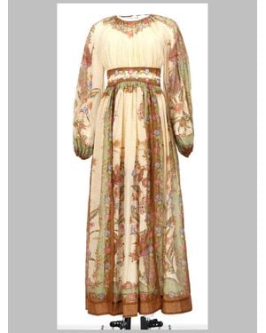 Zimmermann Cotton-Silk Blend Metallic Thread Dress - Natural