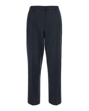 Tela Finn Blend Wool Pants With Hidden Front Closure And Elastic Back Waist - Blue