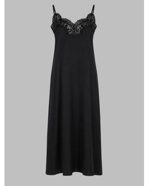 Co. Lace Trim Silk Slip Dress - Black