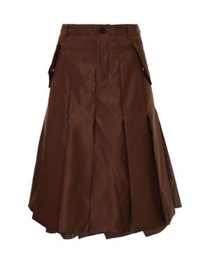 Sacai Nylon Twill Mini Skirt With Adjustable Tabs - Brown