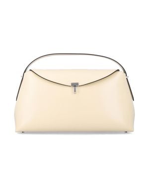 TOTEME T-Lock Mini Leather Top-Handle Bag With Detachable Strap - Natural