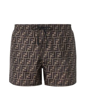 Fendi Swim Trunks With Sophisticated Waist And Drawstring - Gray