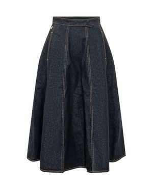 Alberta Ferretti 100% Cotton Skirt - Blue