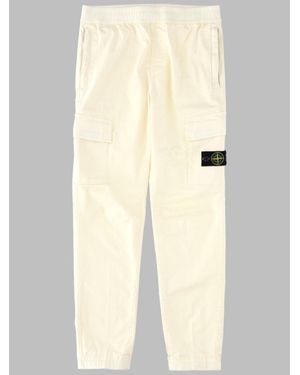 Stone Island Cotton-Wool Cargo Pants With Regular Tapered Fit - Natural