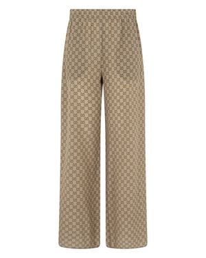 Gucci Loose Silk Crepe Pants - Natural