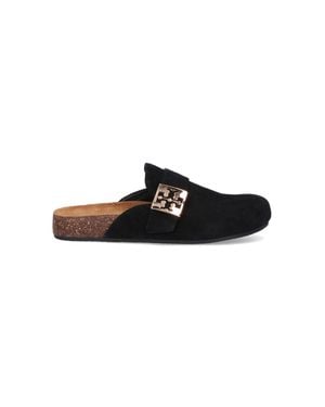 Tory Burch Embellished Cork Footbed Mule Sandals - Black