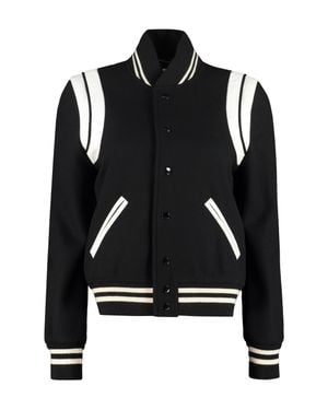 Saint Laurent Wool-Blend Bomber Jacket - Black