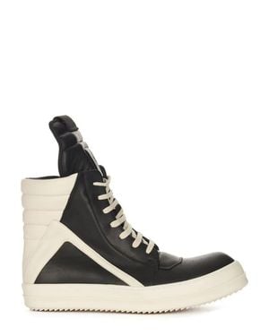 Rick Owens Extended Tongue Geometric Panel Sneakers - White