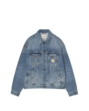 Carhartt Helston Distressed Cotton Denim Jacket With Chest Pockets - Blue