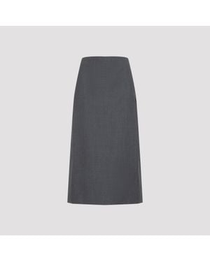 Jil Sander Wool Blend Midi Skirt - Gray