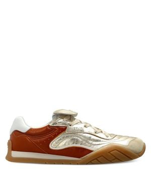 Fendi Elegant Sneaker With Rubber Logo - Brown