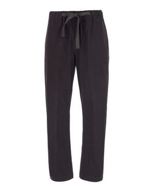Semicouture Buddy Stretch Cotton Pants With Elastic Drawstring Waist - Blue