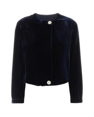 Giorgio Armani Velvet Blazer Jacket - Blue
