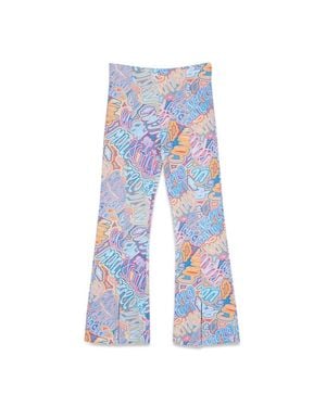 Marcelo Burlon Flare Split Cuffs Pants - Blue