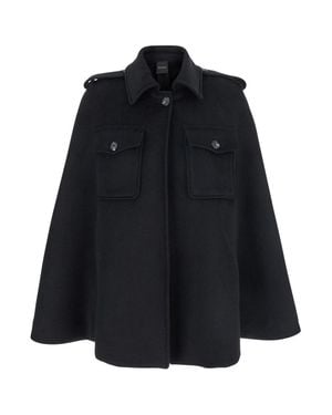 Le Plain Mini Short Cape With Wide Collar - Black