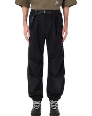 and wander High Count Cloth Side Zip Hem Pants - Black