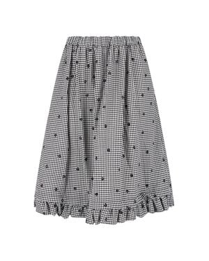 Comme des Garçons Gingham Floral Mini Skirt - Gray
