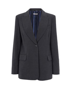 Liu Jo Tailored Single-Breasted Blazer With Lance Lapel And Striped Lining - Blue