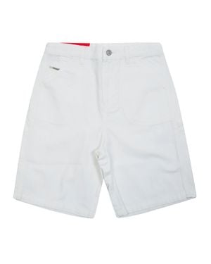DIESEL JUNIOR Kids Wide-Leg Drill Bermuda Shorts - White