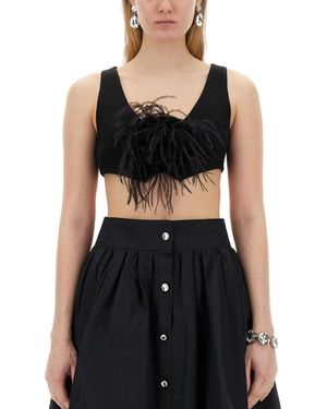 Moschino Cropped Vest With Feather Embellishment - Black