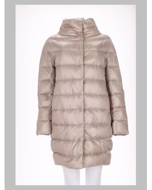Herno Hooded Quilted Long Puffer Coat - Natural