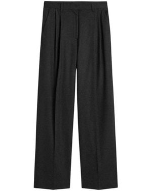 TOTEME High-Waist Pleated Wool Pants - Black