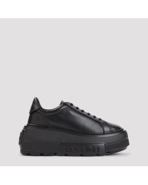 Casadei Nexus Platform Leather Sneakers - Black