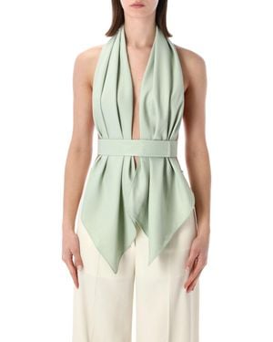 Alberta Ferretti Alberta Ferretti Draped Scarf-Effect Top - Green