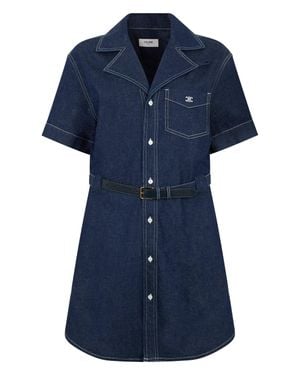 Celine Mini Denim Short Dress - Blue