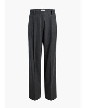KHAITE August Pleated Wool Straight-Leg Pants - Gray