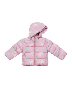 Stella McCartney Mini Quilted Puffer Jacket With Colorful Bird Print - Pink