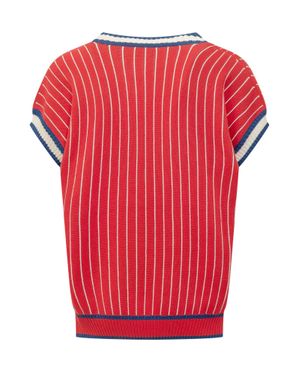 Gcds Sleeveless Mini Knit Top With V-Neck - Red